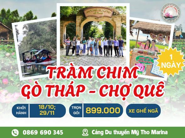 ĐỒNG THÁP - VQG TRÀM CHIM - GÒ THÁP - CHỢ QUÊ